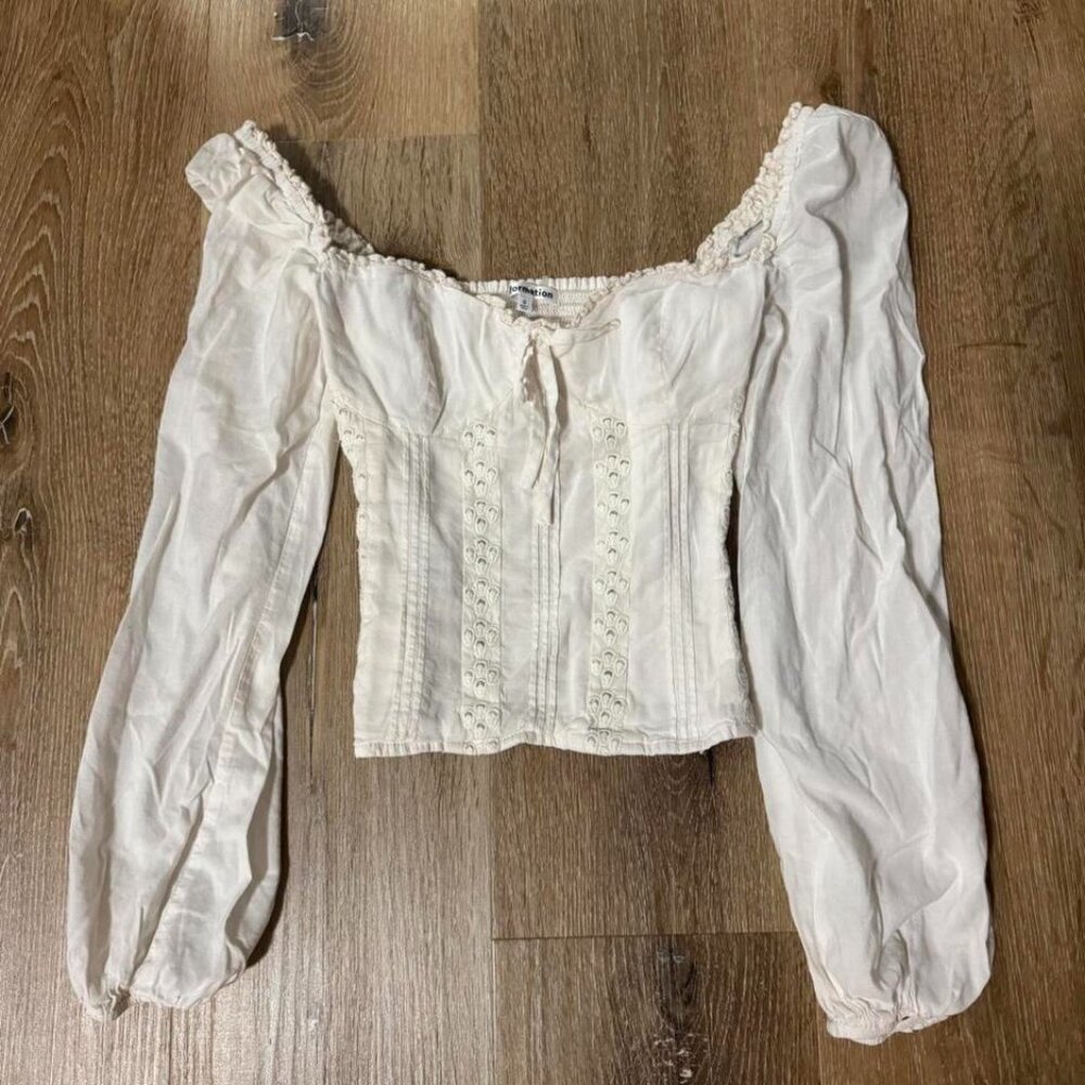 Reformation White Coquette Peasant‎ Style Isadora Blouse Top Size 0